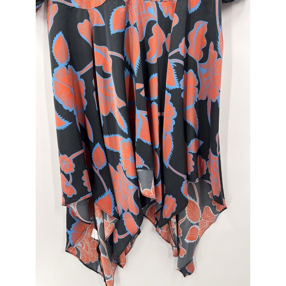 MELLODAY Women's Gray Orange Floral Silky Long Sleeve Maxi Dress NWT Small - Picture 7 of 8